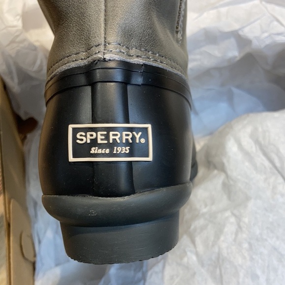 Sperry Saltwater Waterproof Rain Boot Black Grey New Boxed Women's Bootie - Picture 6 of 6
